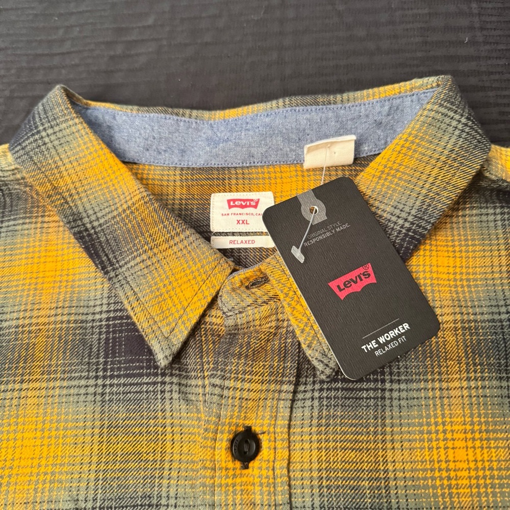 NEW! Levi's Flannel Shirt The Worker Size 2XL Relaxed Fit Orange Levis NWT!